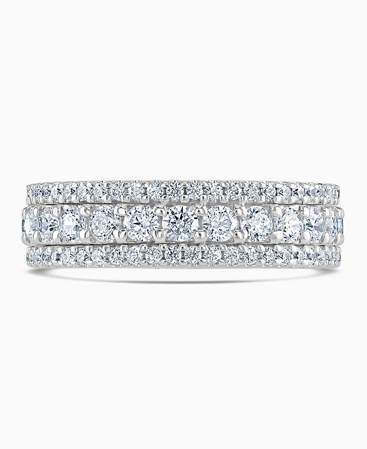 Three row diamond eternity ring