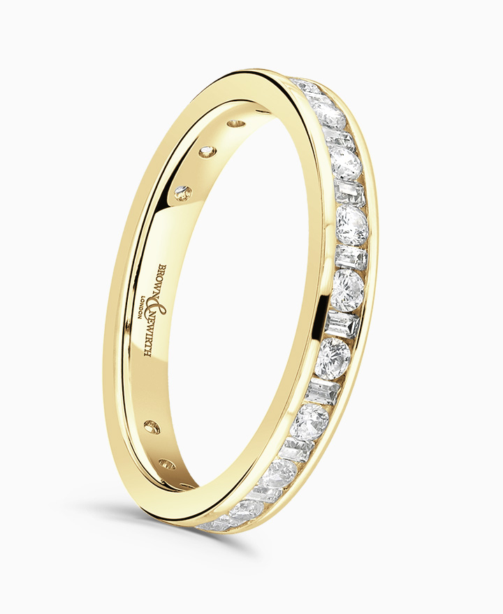 Mixed cut diamond eternity ring