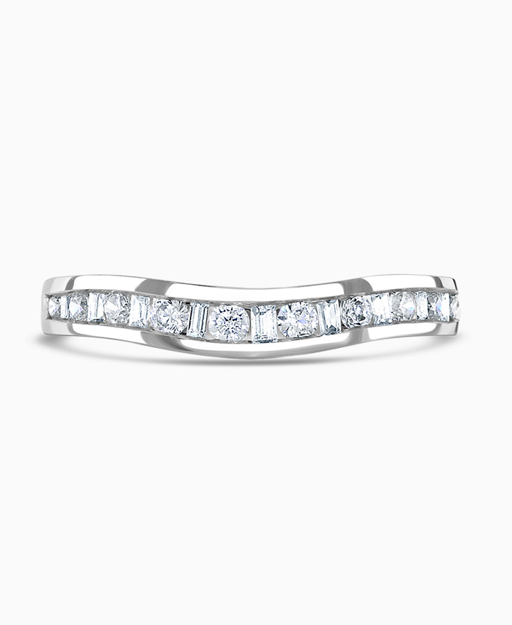 Curved channel set diamond ring