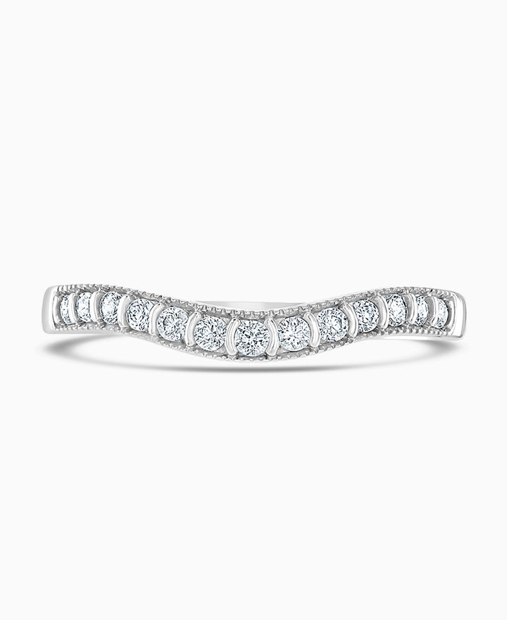 Curved channel set diamond ring