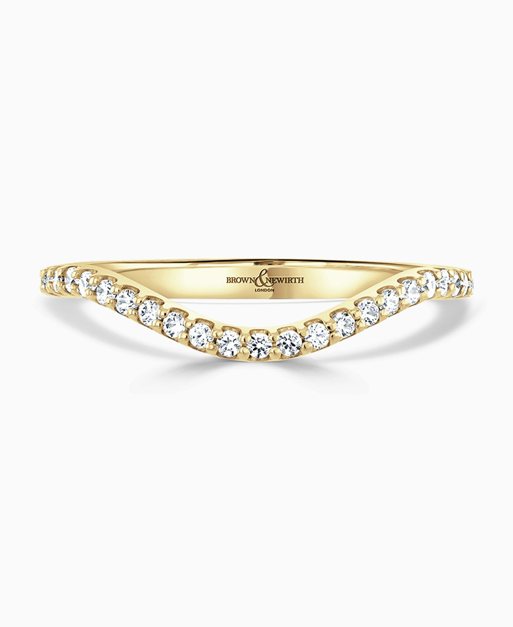 Curved diamond wedding ring