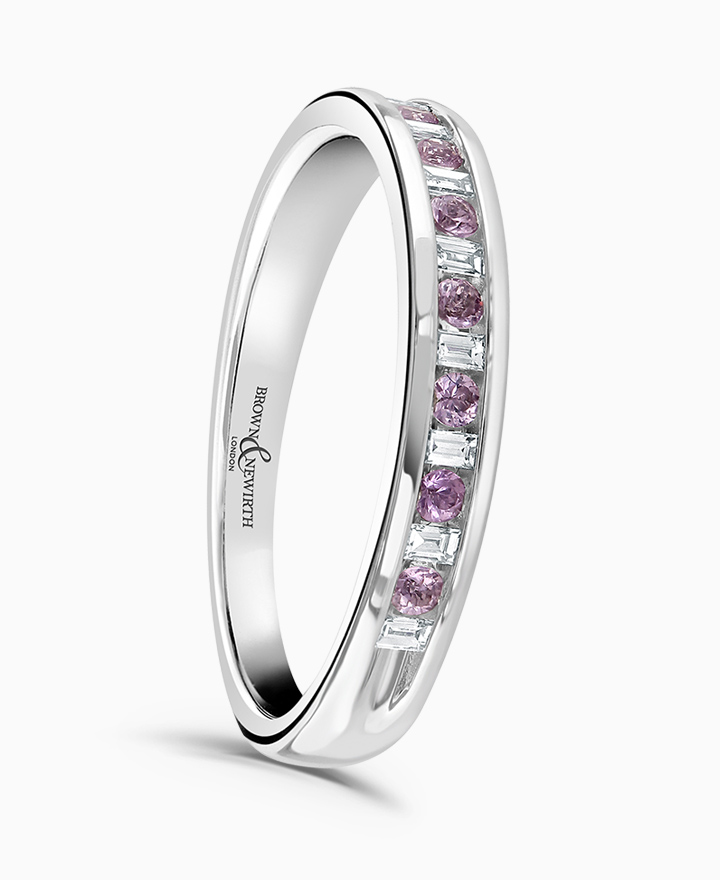 Channel set diamond & sapphire eternity ring